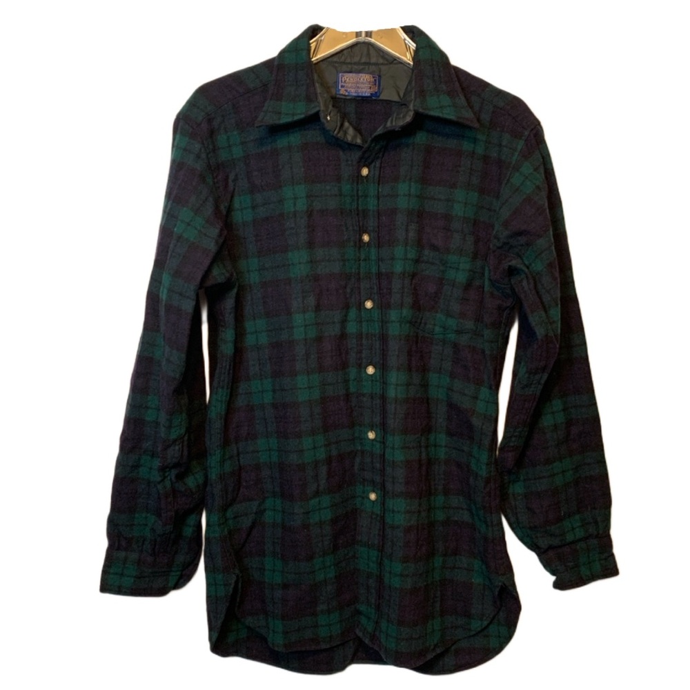Pendleton Shirt Mens M Virgin Wool Made In USA Black Watch Tartan Vintage